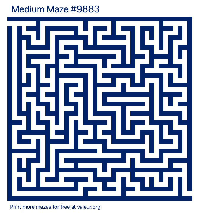 Free Printable Medium Maze number 9883