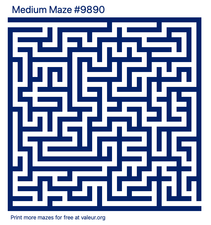 Free Printable Medium Maze number 9890