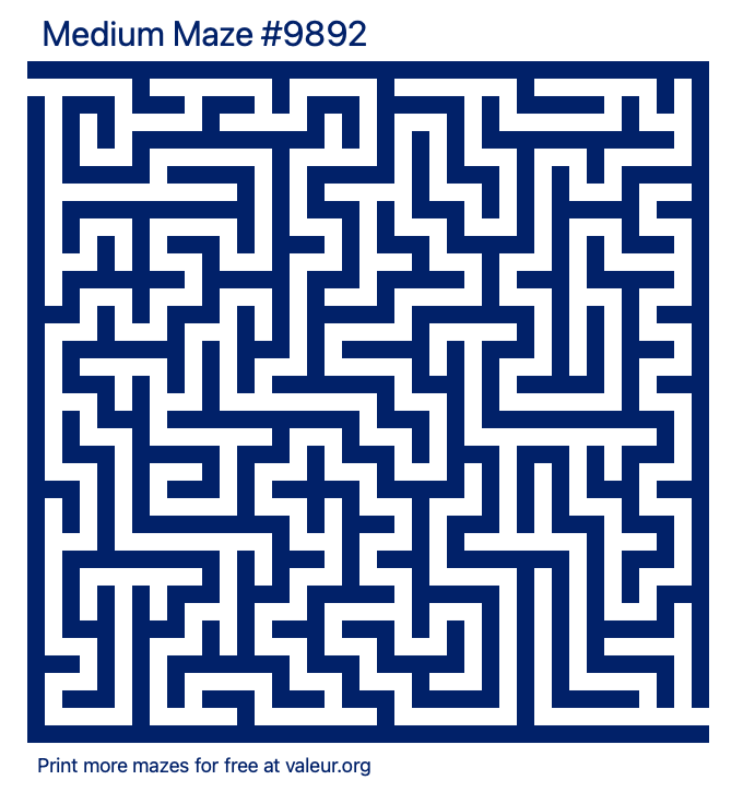 Free Printable Medium Maze number 9892