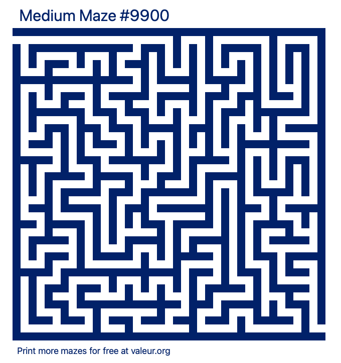 Free Printable Medium Maze number 9900