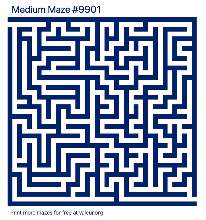 Free Printable Medium Maze number 9901