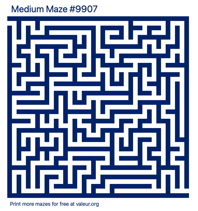 Free Printable Medium Maze number 9907