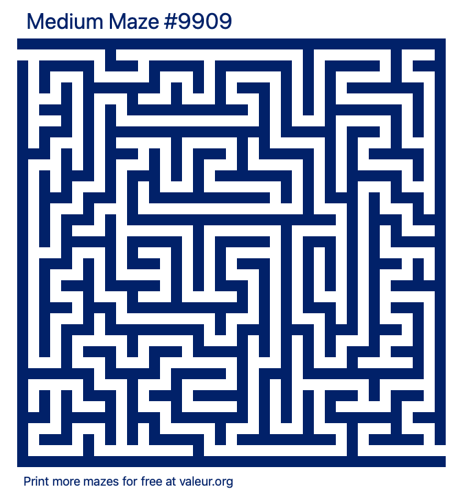 Free Printable Medium Maze number 9909