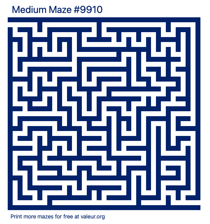 Free Printable Medium Maze number 9910