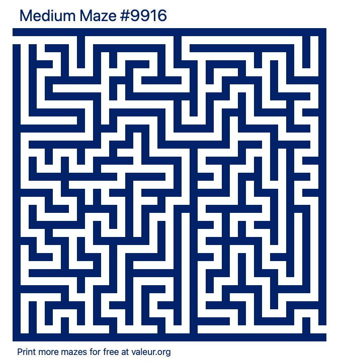 Free Printable Medium Maze number 9916