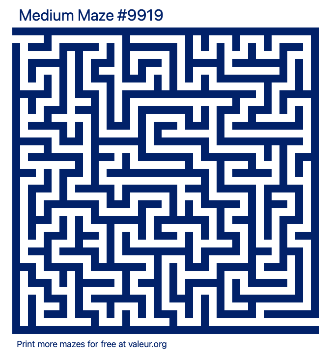 Free Printable Medium Maze number 9919
