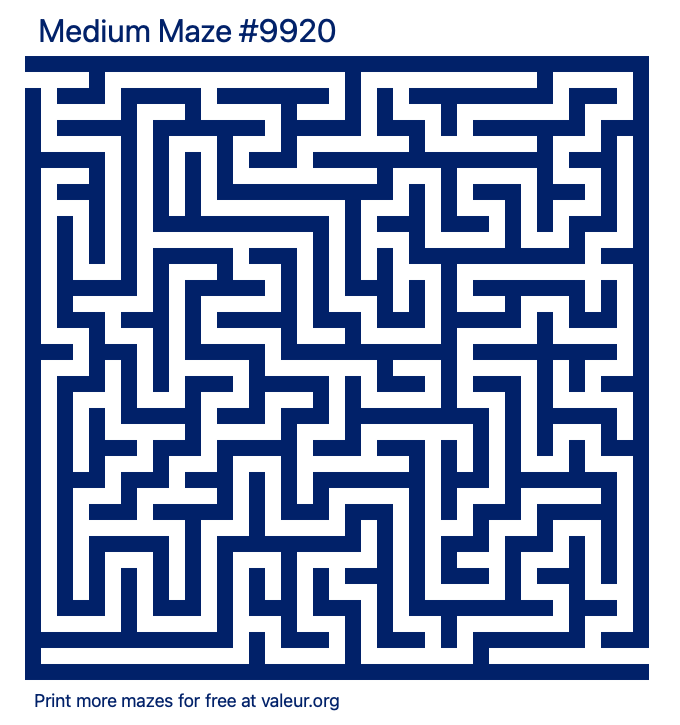 Free Printable Medium Maze number 9920