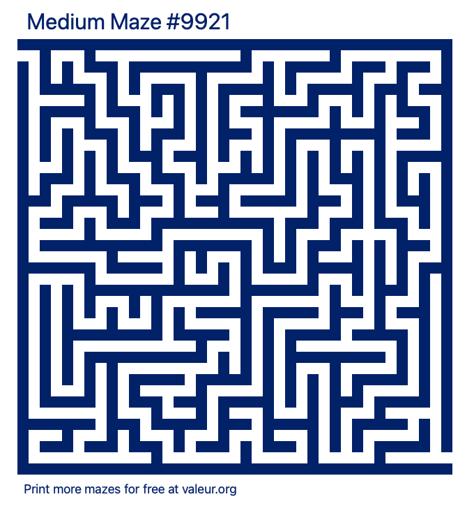 Free Printable Medium Maze number 9921