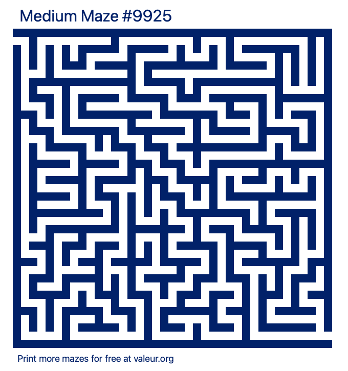 Free Printable Medium Maze number 9925