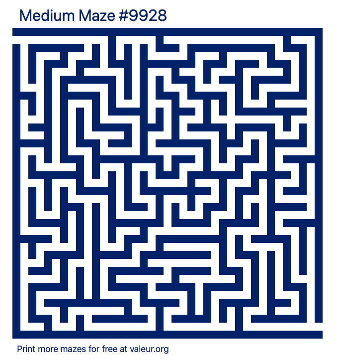 Free Printable Medium Maze number 9928