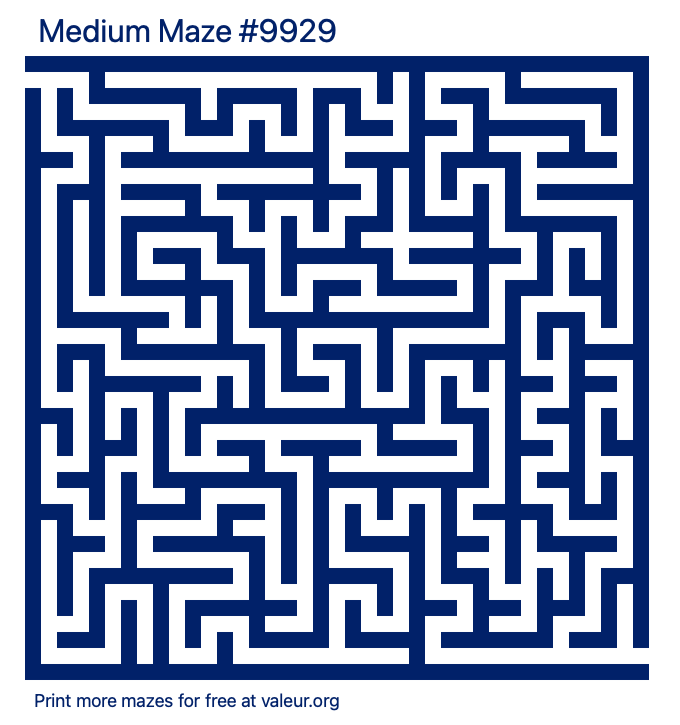 Free Printable Medium Maze number 9929