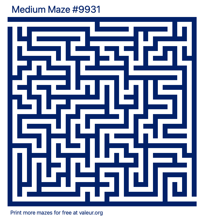 Free Printable Medium Maze number 9931