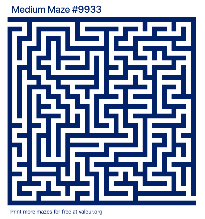 Free Printable Medium Maze number 9933