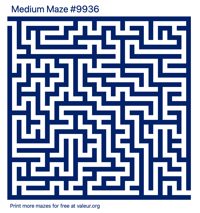 Free Printable Medium Maze number 9936