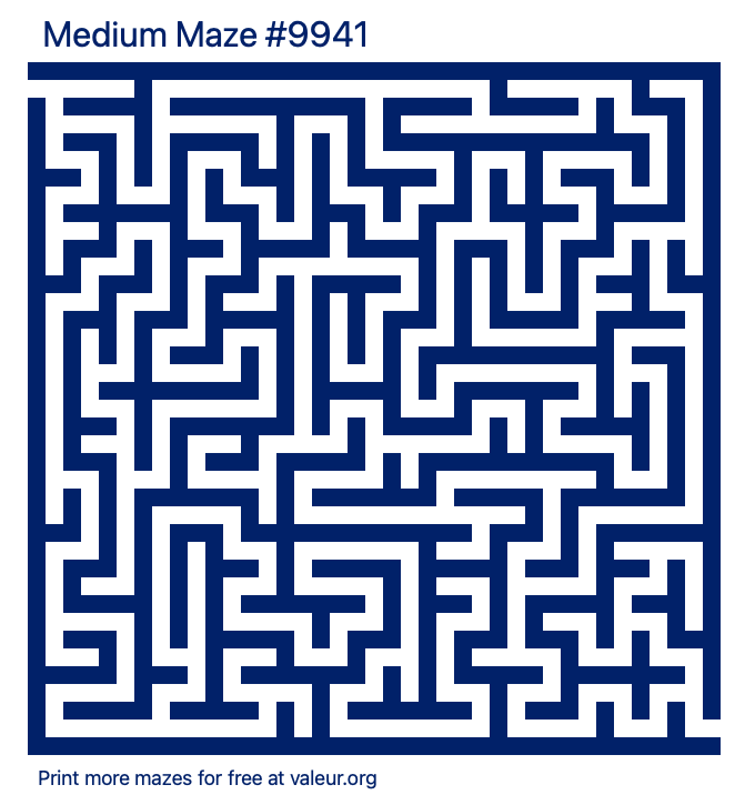 Free Printable Medium Maze number 9941