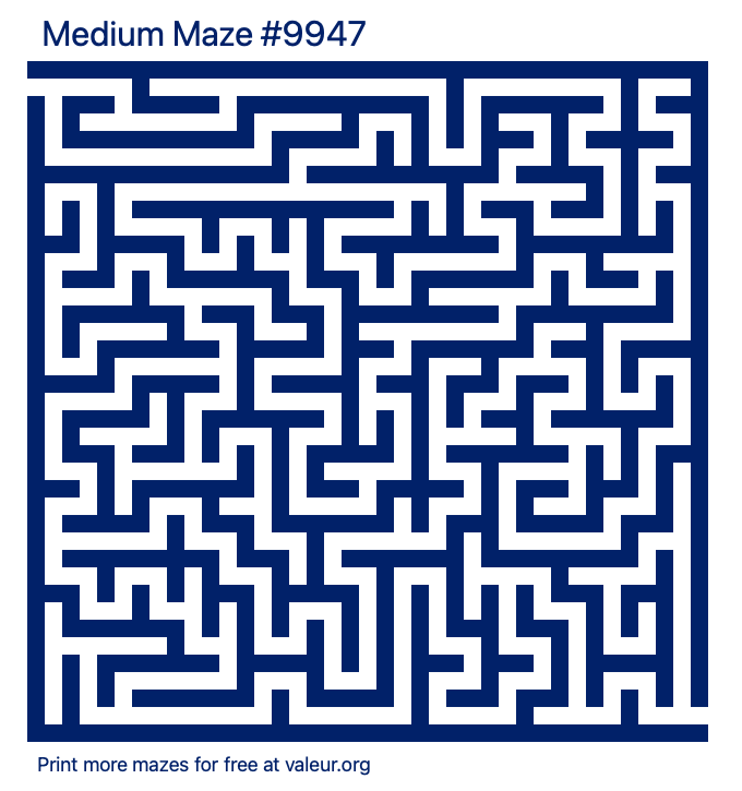 Free Printable Medium Maze number 9947