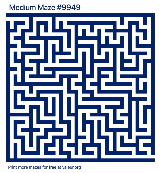 Free Printable Medium Maze number 9949