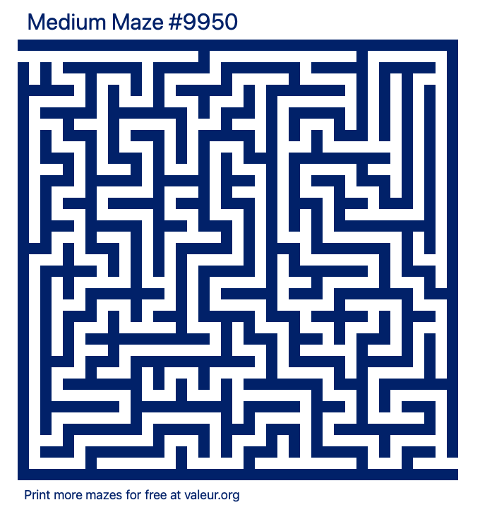 Free Printable Medium Maze number 9950