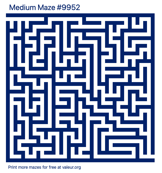 Free Printable Medium Maze number 9952