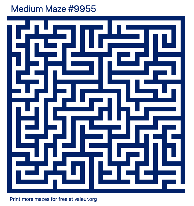 Free Printable Medium Maze number 9955