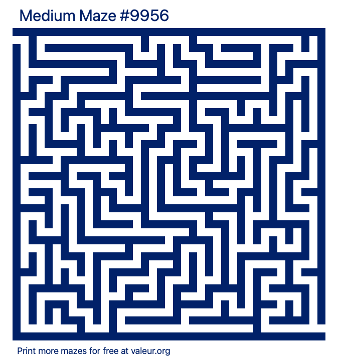 Free Printable Medium Maze number 9956