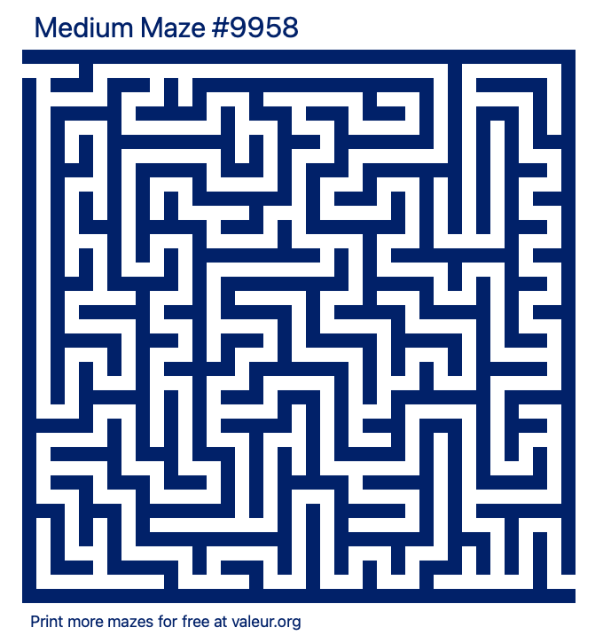Free Printable Medium Maze number 9958