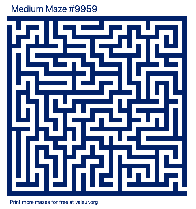 Free Printable Medium Maze number 9959