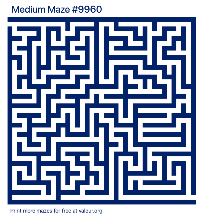 Free Printable Medium Maze number 9960