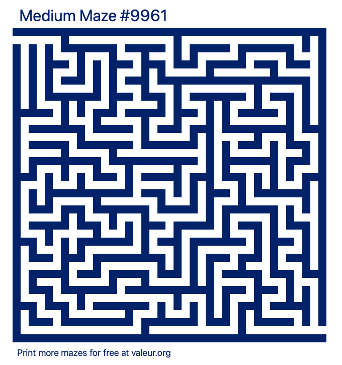Free Printable Medium Maze number 9961