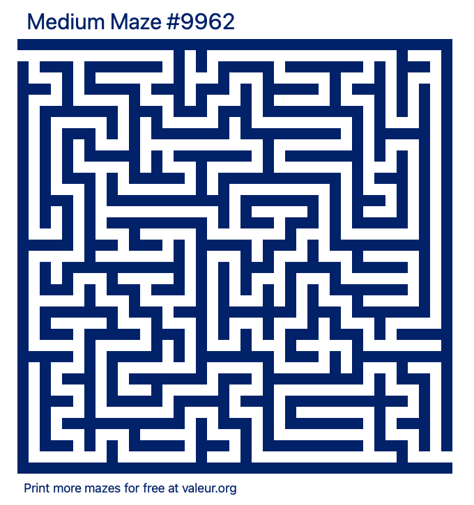 Free Printable Medium Maze number 9962