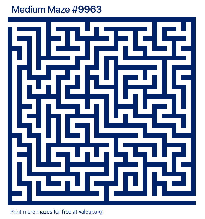 Free Printable Medium Maze number 9963