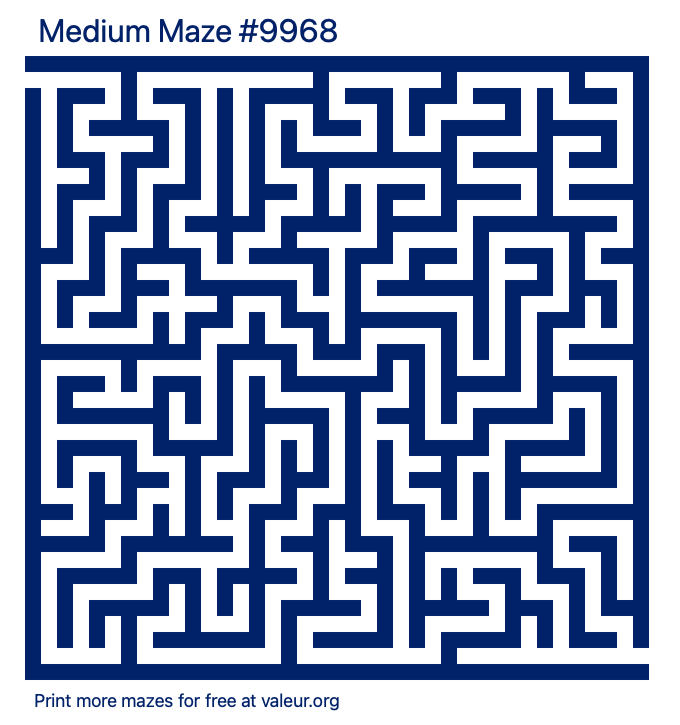 Free Printable Medium Maze number 9968