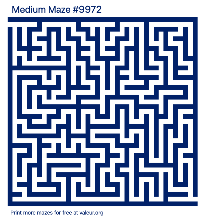 Free Printable Medium Maze number 9972