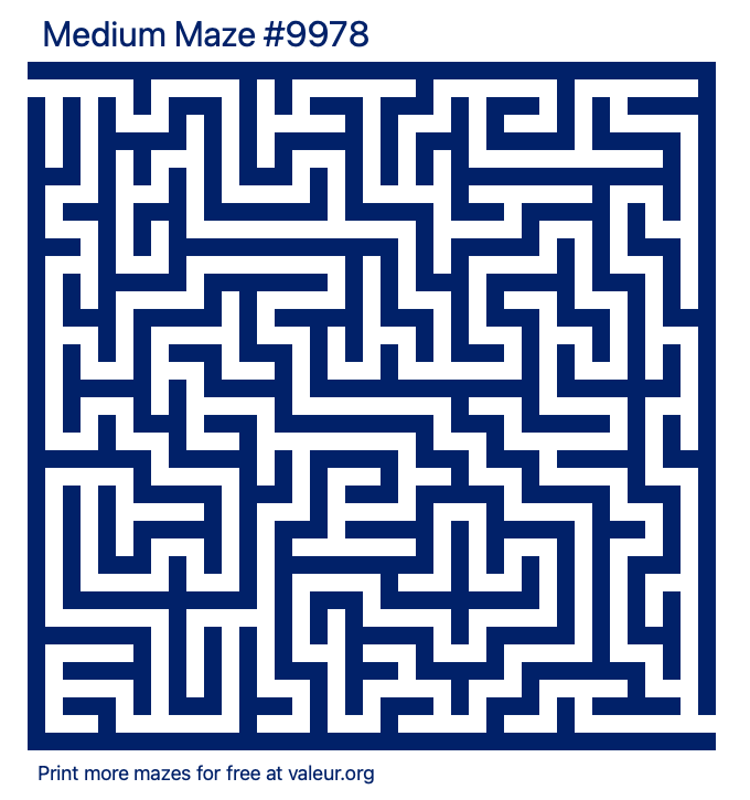 Free Printable Medium Maze number 9978