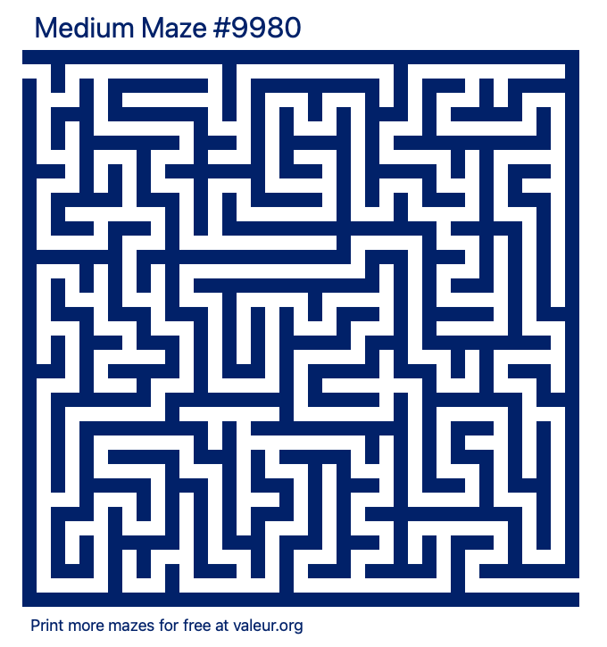 Free Printable Medium Maze number 9980