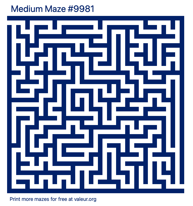 Free Printable Medium Maze number 9981