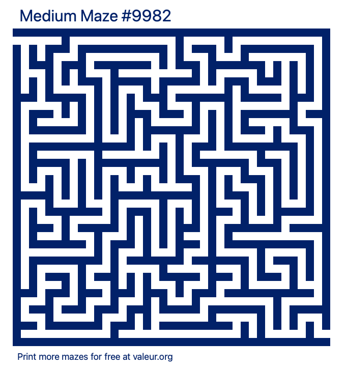 Free Printable Medium Maze number 9982