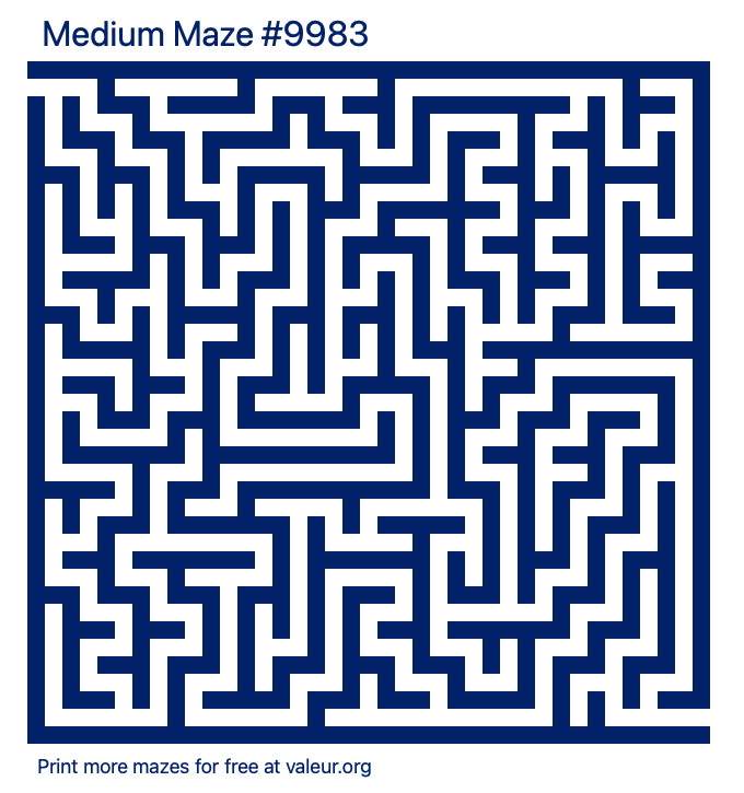 Free Printable Medium Maze number 9983