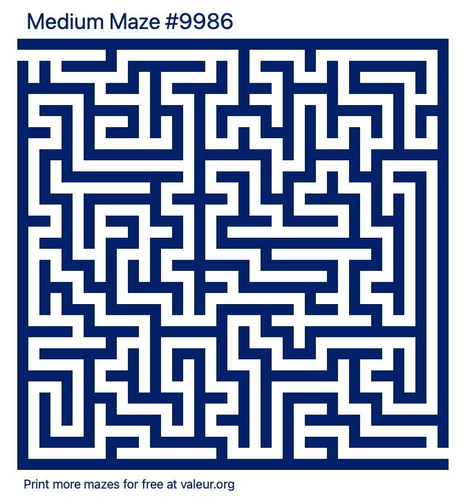 Free Printable Medium Maze number 9986