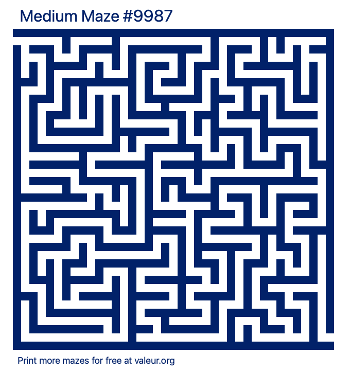 Free Printable Medium Maze number 9987