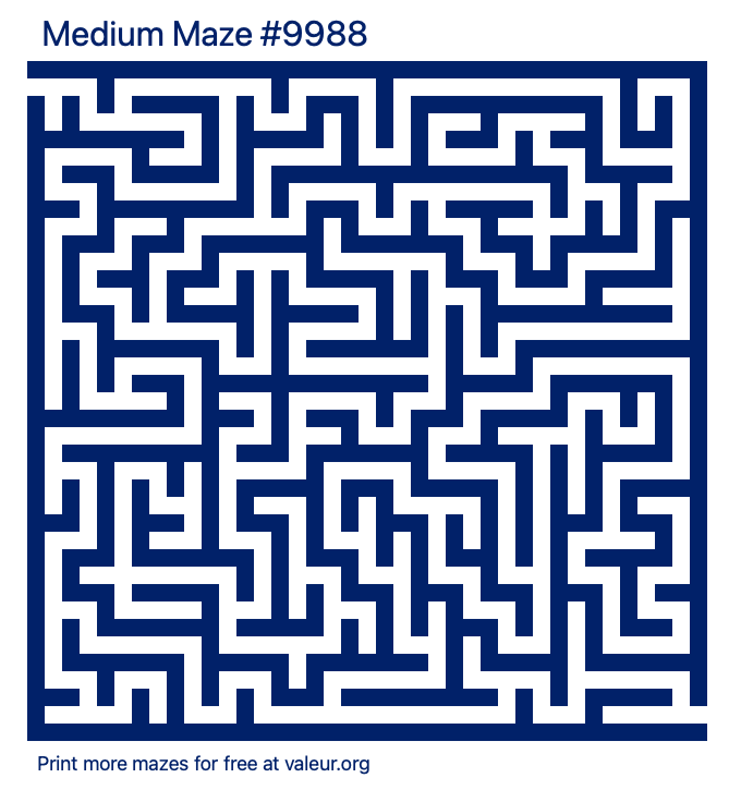 Free Printable Medium Maze number 9988