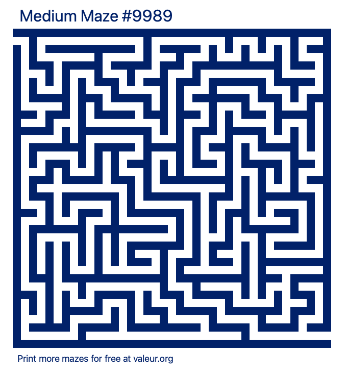Free Printable Medium Maze number 9989
