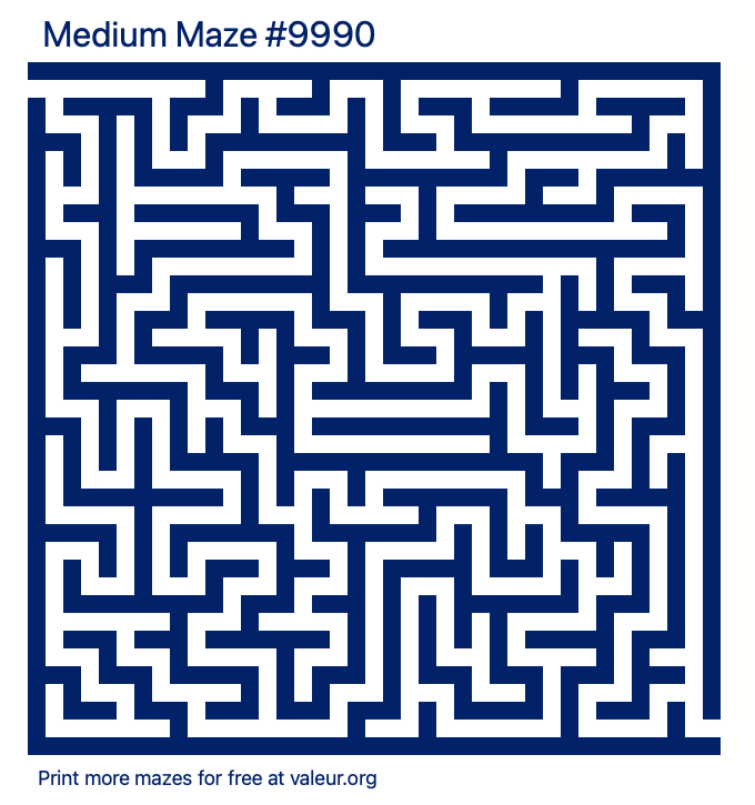 Free Printable Medium Maze number 9990