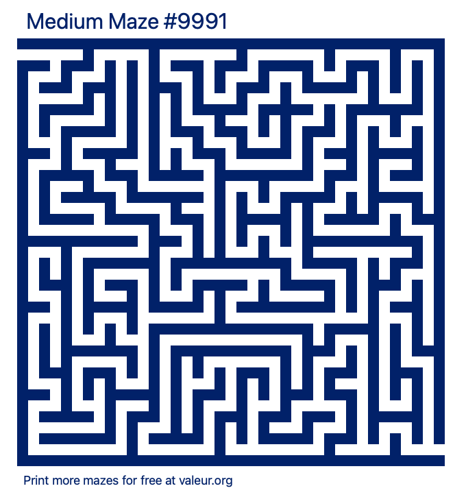 Free Printable Medium Maze number 9991