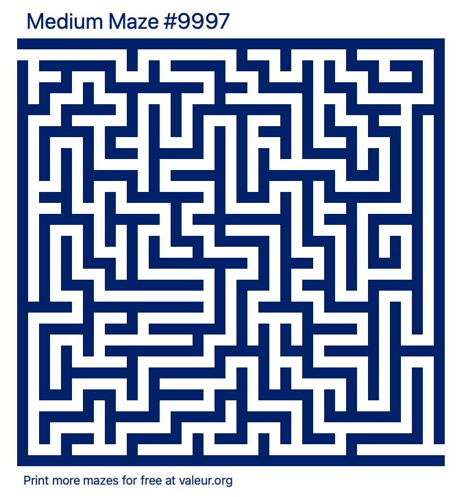 Free Printable Medium Maze number 9997