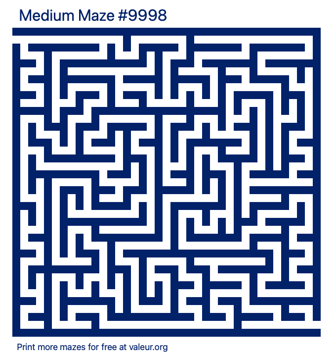 Free Printable Medium Maze number 9998
