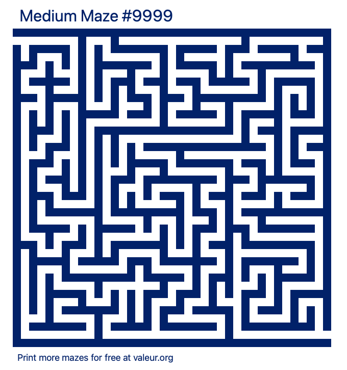 Free Printable Medium Maze number 9999