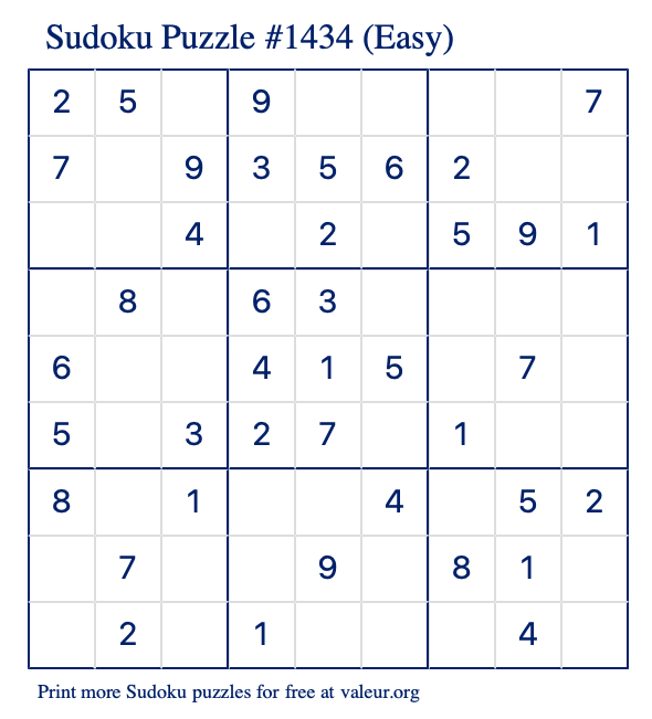 Free Printable Easy Sudoku with the Answer #1434