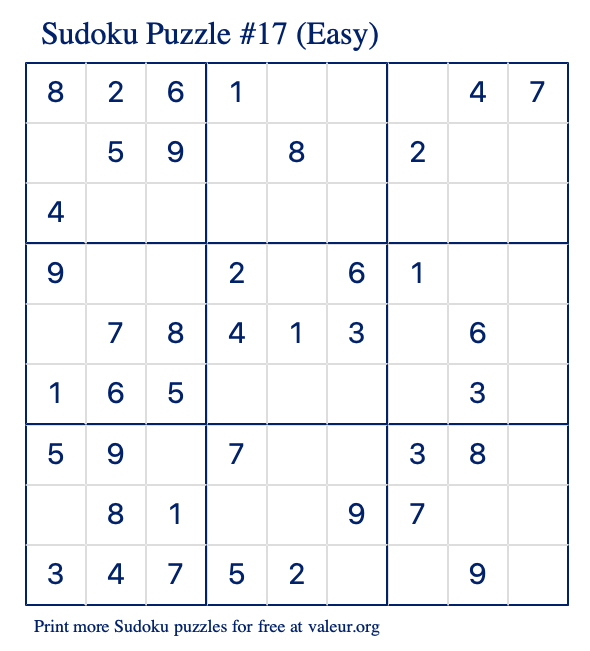 Easy Sudoku Puzzles – Free Printable