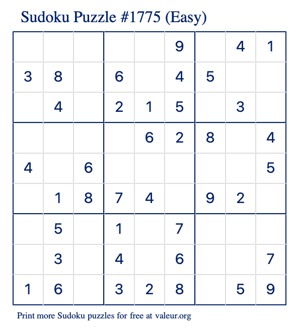 free printable easy sudoku with the answer 1775